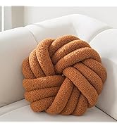 XIAIJIA Knot Pillow Ball Soft Brown Round Throw Pillows Plush Knot Throw Pillow for Couch Home De...