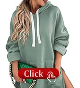 SHEWIN Women's Oversized Casual Pullover Long Sleeve Split Hem Drawstring Hoodies Dress With Kang...