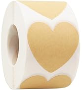 joycraft Heart Stickers, 500Pcs Brown Blank Gift Labels, 1.5 Inch Self Adhesive Heart Stickers fo...