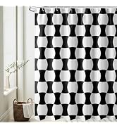 GKLEASG Black and White Wave Checkered Shower Curtain, Vintage Boho Mid Century Modern Retro Aest...
