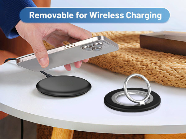 compatible with wireless charging, you can remove the ring holder easily for magsafe charing