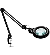 Bemelux Bifocals Magnifying Desk Lamp with Clamp, 5 Diopter with 20 Diopter, 6 Inch Detachable Le...
