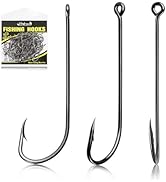 Dovesun Fishing Hooks Freshwater Aberdeen Fishing Hooks 100Pcs Long Shank High-Carbon Steel Worm ...