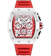 FANMIS Fashion Hollowed Men Watches Tonneau Skeleton Dial Big Face Waterproof Chronograph Fashion...