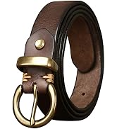 TYWestyles Womens Belt for Jeans Genuine Leather Belt Vintage Solid Brass Circle buckle Gift Box ...