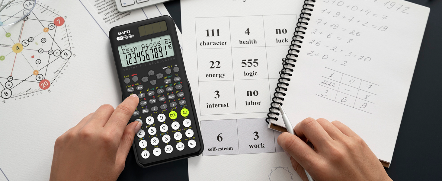 ROATEE Calculators 401 Functions 2-Line Display with Sliding Cover