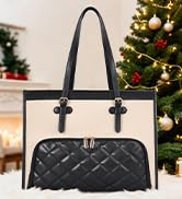 ESTARER Laptop Tote Bag with Insulated Lunch Compartment, 15.6inch PU Leather Laptop Bag For Wome...