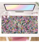 Colorful Star Large Mouse Pad, Floral Desk Mat Office Supplies, Waterproof Faux Leather Big Gamin...