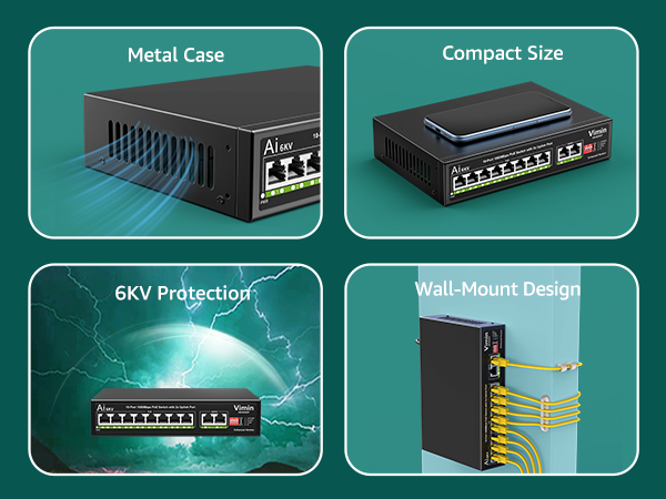 8-port PoE Switch Gigabit Unmanaged with 2 uplink port