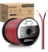 Nilight 50FT 14AWG Copper Clad Aluminum Wire 14/2 Gauge Red Black CCA Electrical Cable 2 Conducto...