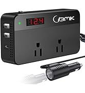BMK 200W Car Charger Adapter Inverter, DC 12V to 110V AC Converter Plug Adapter with 2 USB +Type-...