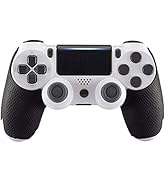 eXtremeRate Black Anti-Skid Sweat-Absorbent Controller Grips for PS4 Controller, Professional Tex...