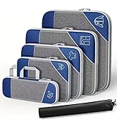 6 Set Space Saver Bags,Compression Packing Cubes for Travel Essentials,Compressible Expandable Pa...