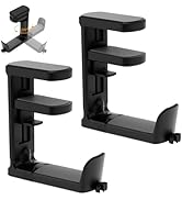 Lifexciting 2pcs Under Desk Headphone Hanger Holder Utility Hook 360° Rotating Adjustable Clamp-o...