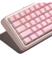 dagaladoo Pink Jade keycaps,Double Shot PBT keycaps Crystal Set,Ceramic Custom Keycap Translucent...