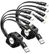 Multi Charging Cable 4A [2Pack 4Ft] Retractable USB Fast Charger Cord 4 in 1 Chargers for Multipl...
