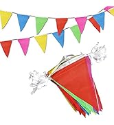 Novelty Place 100 Feet Pennant Banner - 75 Multicolor Bunting Flags - Birthday Party Grand Openin...