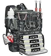 MATEIN Fishing Backpack with 4 Tackle Boxes &amp; Rod Holder, Tackle Backpack with Safety Compass &amp; I...