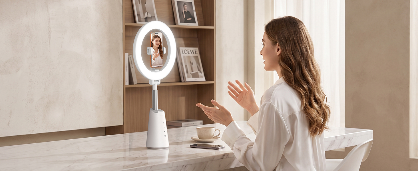Ring Light for Makeup and Video Recording, Desk Ring Light with Stand and Phone Holder