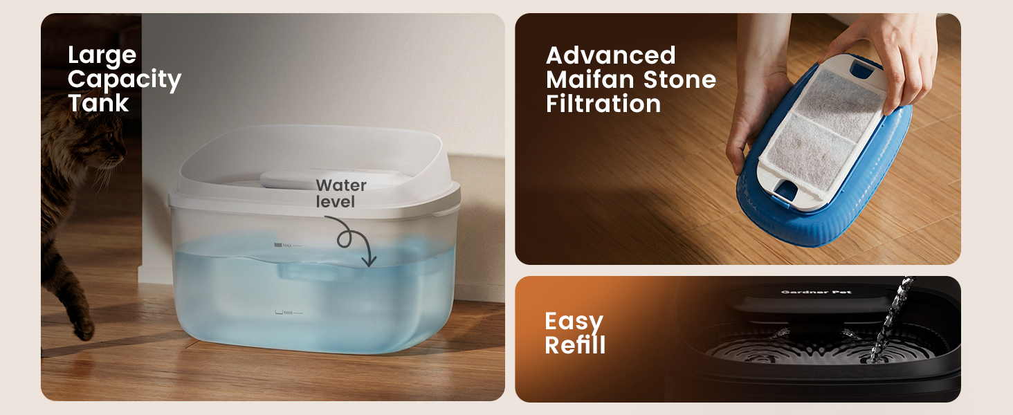 Vortex Dog Water Fountain, Ultra Quiet Automatic Cat Fountain with Filter