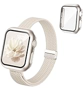 Knossen 3-in-1 Slim Braided Band and Case Compatible with Apple Watch Bands for Women 40mm 41mm 4...