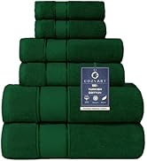 COZYART Formal Green Bath Towels Set 6 Piece, Luxury 100% Turkish Cotton 650GSM Hotel Quality, So...