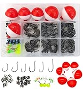 ELLYCIO 295pcs Fishing Bobbers Tackle Kit, Including Fishing Hooks, Bobbers for Fishing, Weights ...