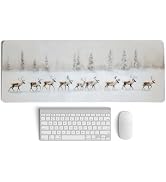 PaJiaNi Winter Reindeer Mouse Pad,XL Large Vintage Winter Christmas Desk Mat,Christmas Desktop De...
