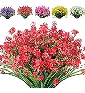 RECUTMS 12 Bundles Artificial Flowers for Outdoors UV Protected Outdoor Artificial Fake Flowers B...