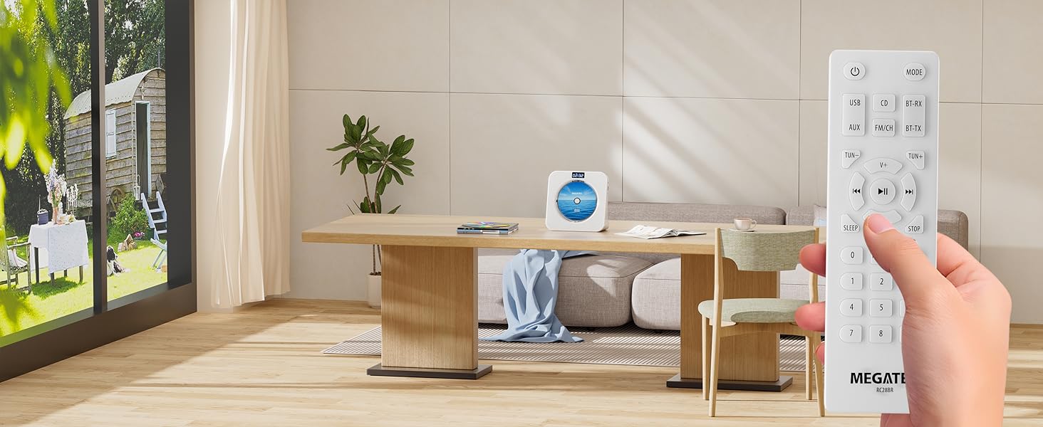 MEGATEK CP28BR Portable CD Player is Operated with a Full-Function Remote Control