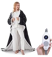 Westinghouse Electric Snuggle Throw Blankets with Foot Pocket, Wearable Heated Blanket with Sleev...