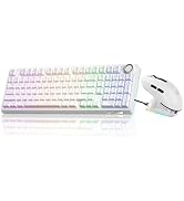 SOLAKAKA KI99 Pro and SM820, Wireless Keyboard and Mouse Combo for Gaming (White)