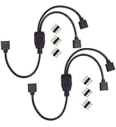 RGBZONE 2 Pack Black 4 Pins LED Splitter Cable Strip Connector 2 Way Splitter Y Splitter for 1 to...