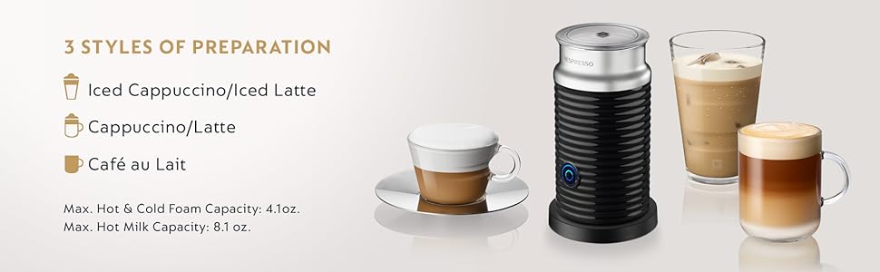 Nespresso Aero3 Frother Milk Coffee Espresso Aeroccino Latte Cappuccino Vertuo Nespresso Original