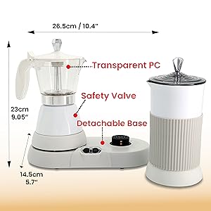 moka pot and frother electric greca coffee maker with milk frother espresso machine