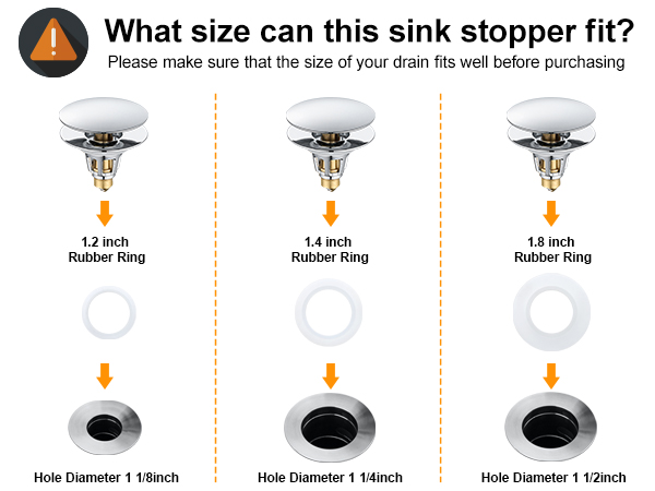 bathroom sink drain stopper fit for 1 1/8 inch to 1 1/2 inch
