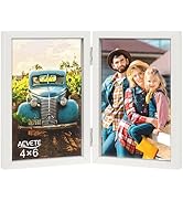 AEVETE 4x6 Picture Frames Double Hinged Wood Folding Photo Frames Vertical with Plexiglass Front,...