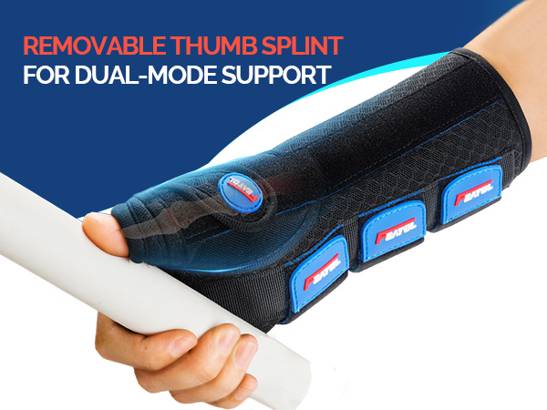 removable thumb splint for dual mode support