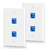 VCE UL Listed Ethernet Wall Plate 2-Port, CAT6 Wall Plate and Jack, RJ45 Keystone Inline Coupler ...
