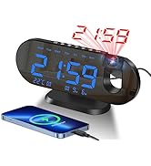 Triangle Plum Projection Alarm Clock, LED Digital Clock Large Display,USB Charger,180° Rotatable ...
