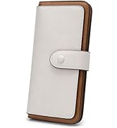 Alldaily RFID Blocking Leather Wallet for Women, Slim Trifold with 14 Card Slots and Zipper Pocke...