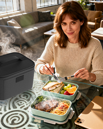 Electric Lunch Box Food Heater - 12V/24V/110V 3-in-1 Portable Oven Car Food Warmer