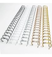 Binditek 50 Pack Double Loop Wire Binding Spines, 5/8 Inch Binding Wire for Letter Size, 2:1 Pitc...