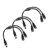 3-Pack 18AWG DC 5.5mm x 2.5mm 12V/24V DC Power Splitter Cable, 1 Male to 2 Female for CCTV Survei...