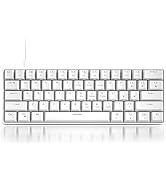 60 Percent Mechanical Gaming Keyboard, White Gaming Keyboard with Red Switches, Detachable Type-C...