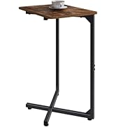 NEFROM C-Shaped End Table, Small Side Table for Couch, Sofa TV Tray Table for Living Room, Bedroo...