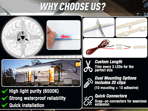 rv canopy led clear cover strip channel