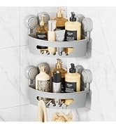 LEVERLOC Corner Shower Caddy Suction Cup, shower shelves suction cup, 2 Pack Basket Powerful Bath...