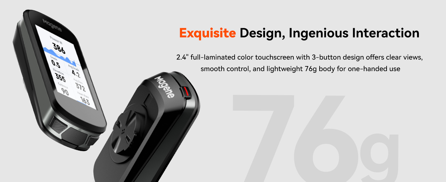 magene bike computer design with color touchscreen