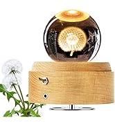 YCWF 3D Crystal Ball Music Box,Luminous Rotating Musical Box with Projection LED Light and Wooden...